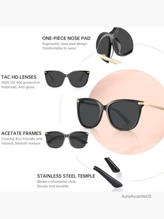 Lightweight Acetate Cat Eye Sunglasses UV400 Polarized Driving main image 5